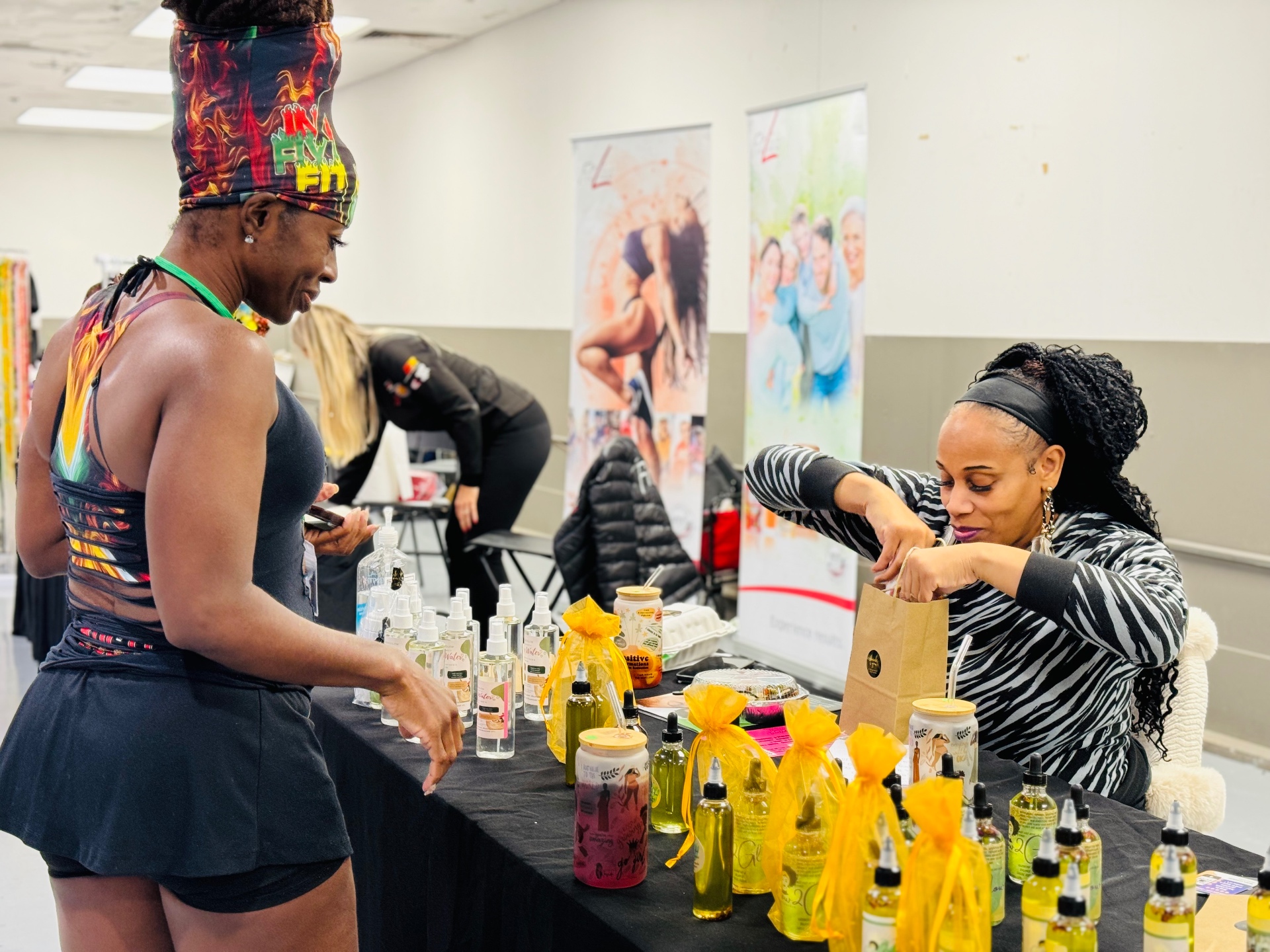 Vendor showcasing wellness products at a past expo
